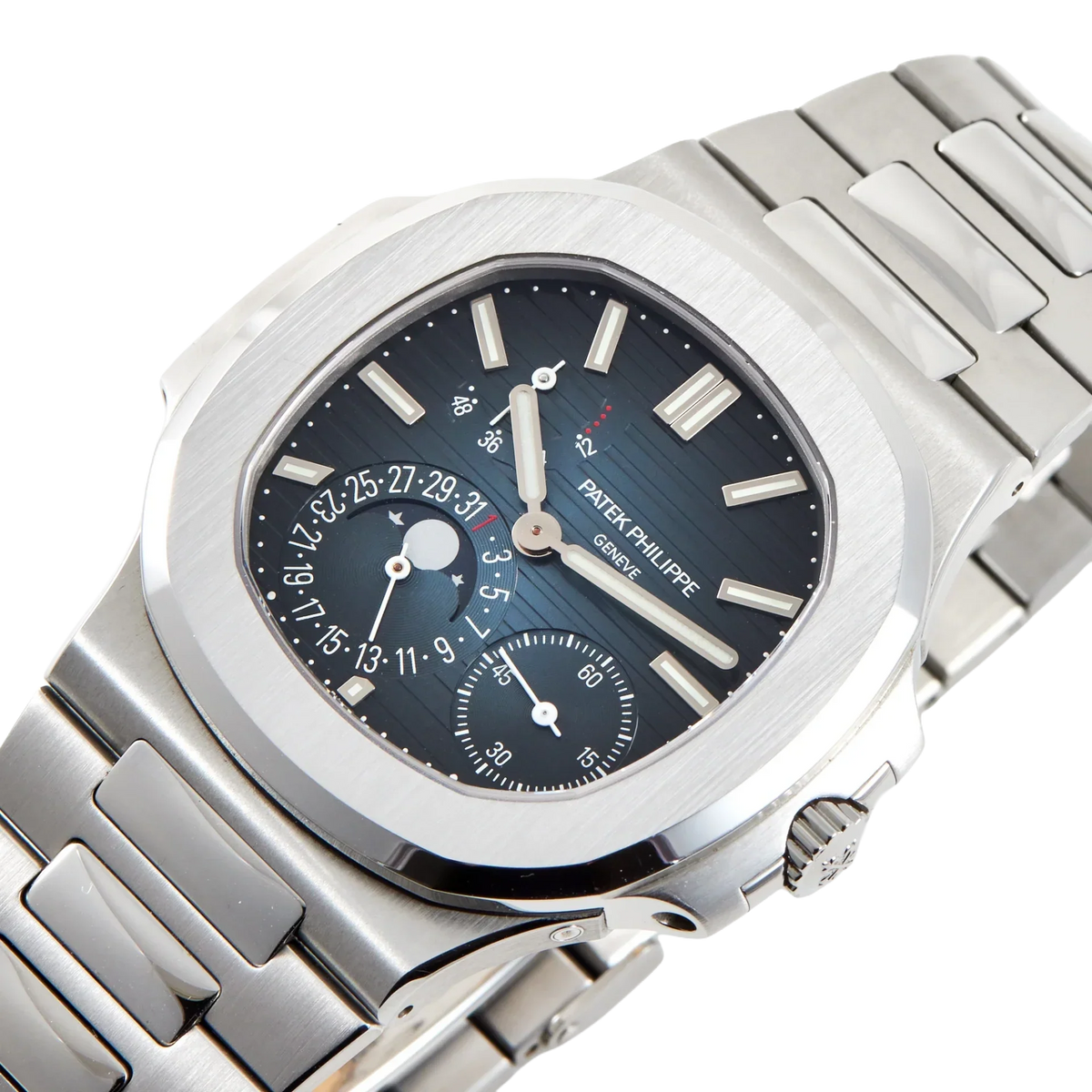 Nautilus 40mm 5712/1A-001 Moon Phase Power Reserve Stainless Steel Blue Dial
