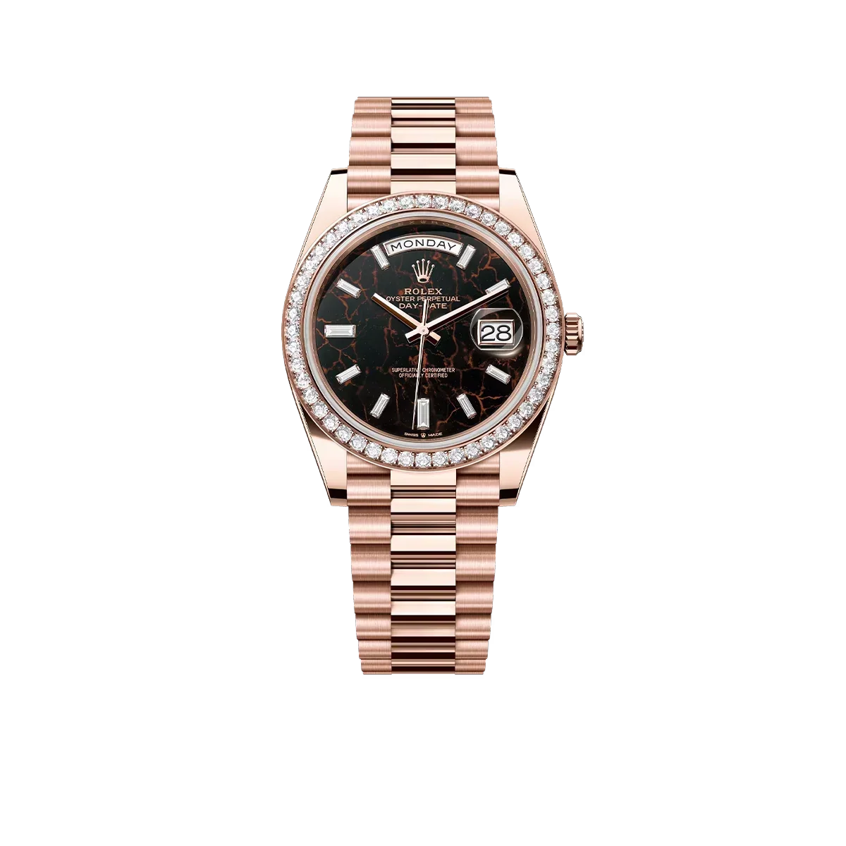 Day-Date 40 228345RBR Rose Gold Eisenkiesel Diamond Dial Diamond Bezel