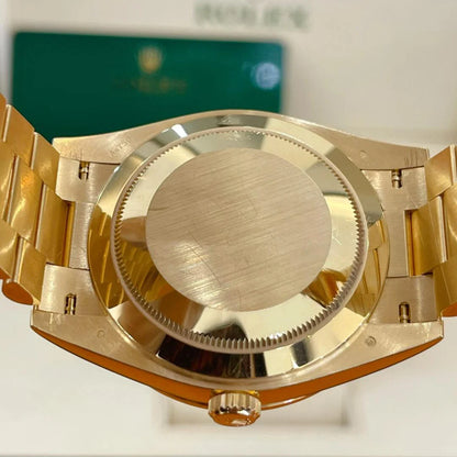 Day-Date 40mm Yellow Gold Black Baguette Diamond Dial Baguette Bezel m228398tbr-0001