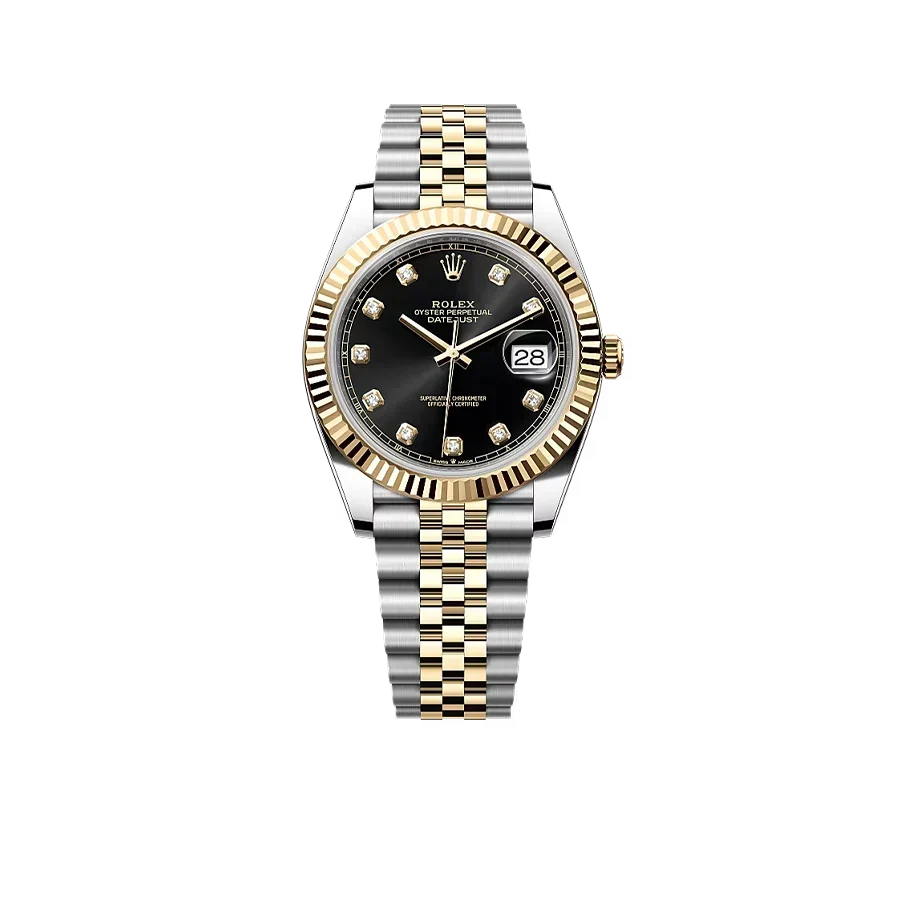 Datejust 41mm Stainless Steel Yellow Gold Black Diamond Dial Jubilee 126333-006