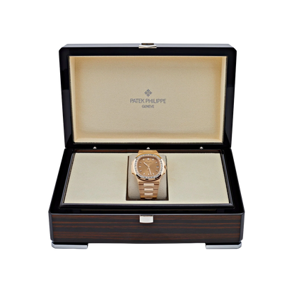 Nautilus 40mm 5723/1R-001 Rose Gold Rose-Gilt Dial Baguette Diamond Bezel