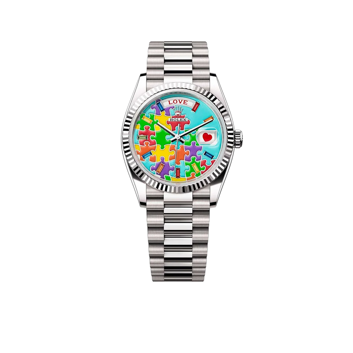 Day-Date 36 128239 'Emoji Puzzle' White Gold