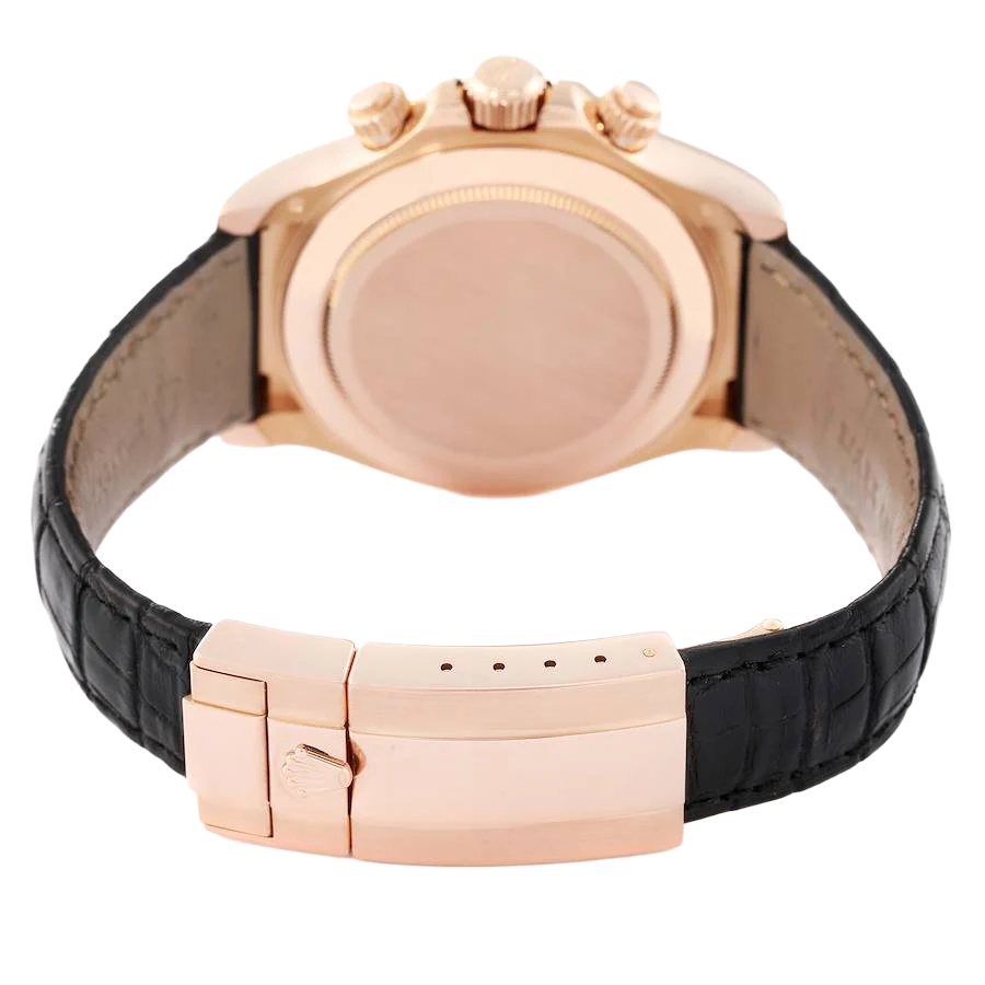 Daytona 40mm Rose Gold Brown Dial Leather Strap Mens Watch 116515