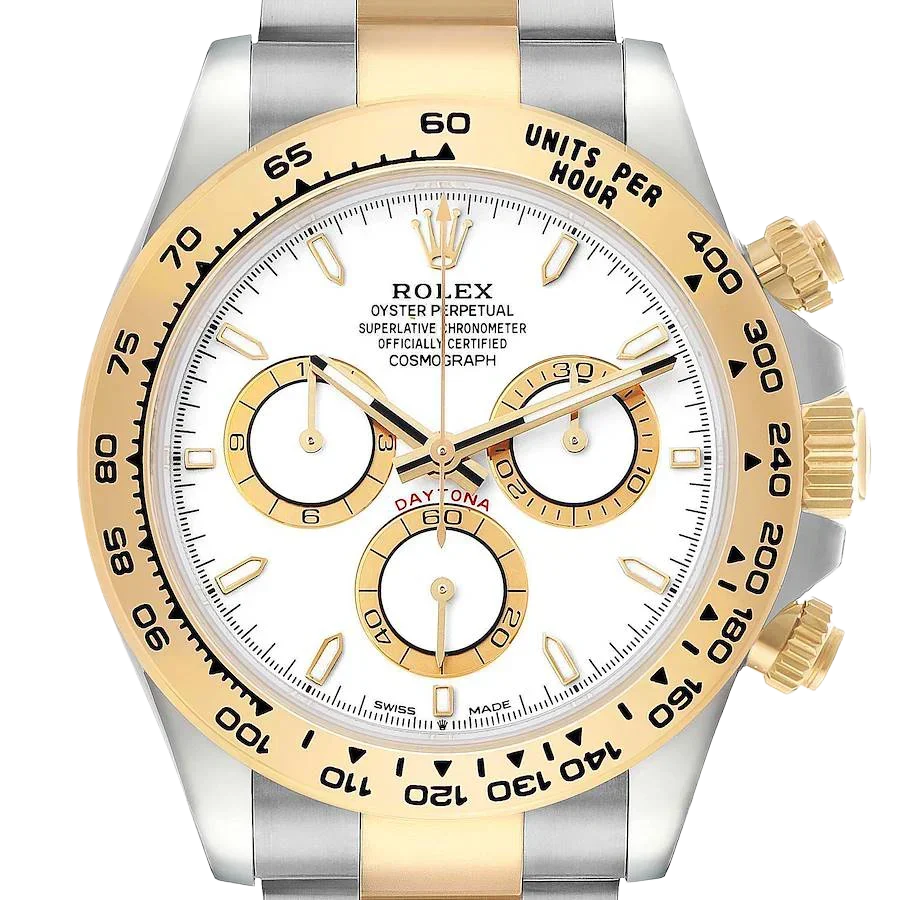 Daytona 40mm Steel Yellow Gold White Dial Mens Watch 126503