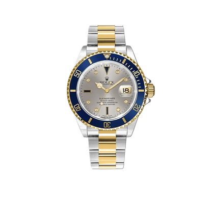 Submariner 40mm Stainless Steel Yellow Gold Serti Slate Diamond Sapphire Silver Dial 16613