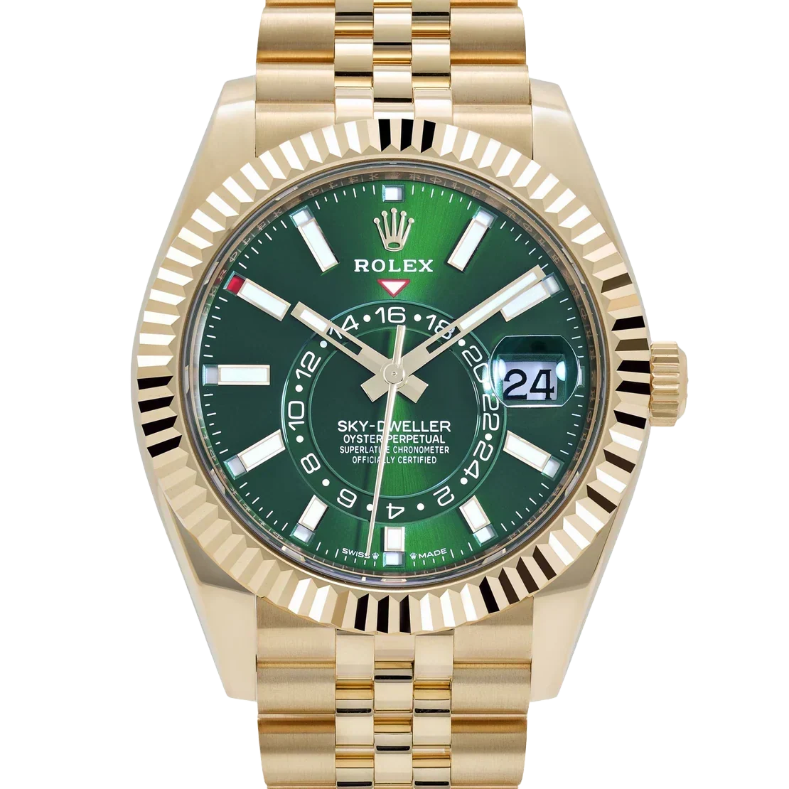 Sky-Dweller 42mm Yellow Gold Bright Green Dial Jubilee 336938 (2025)